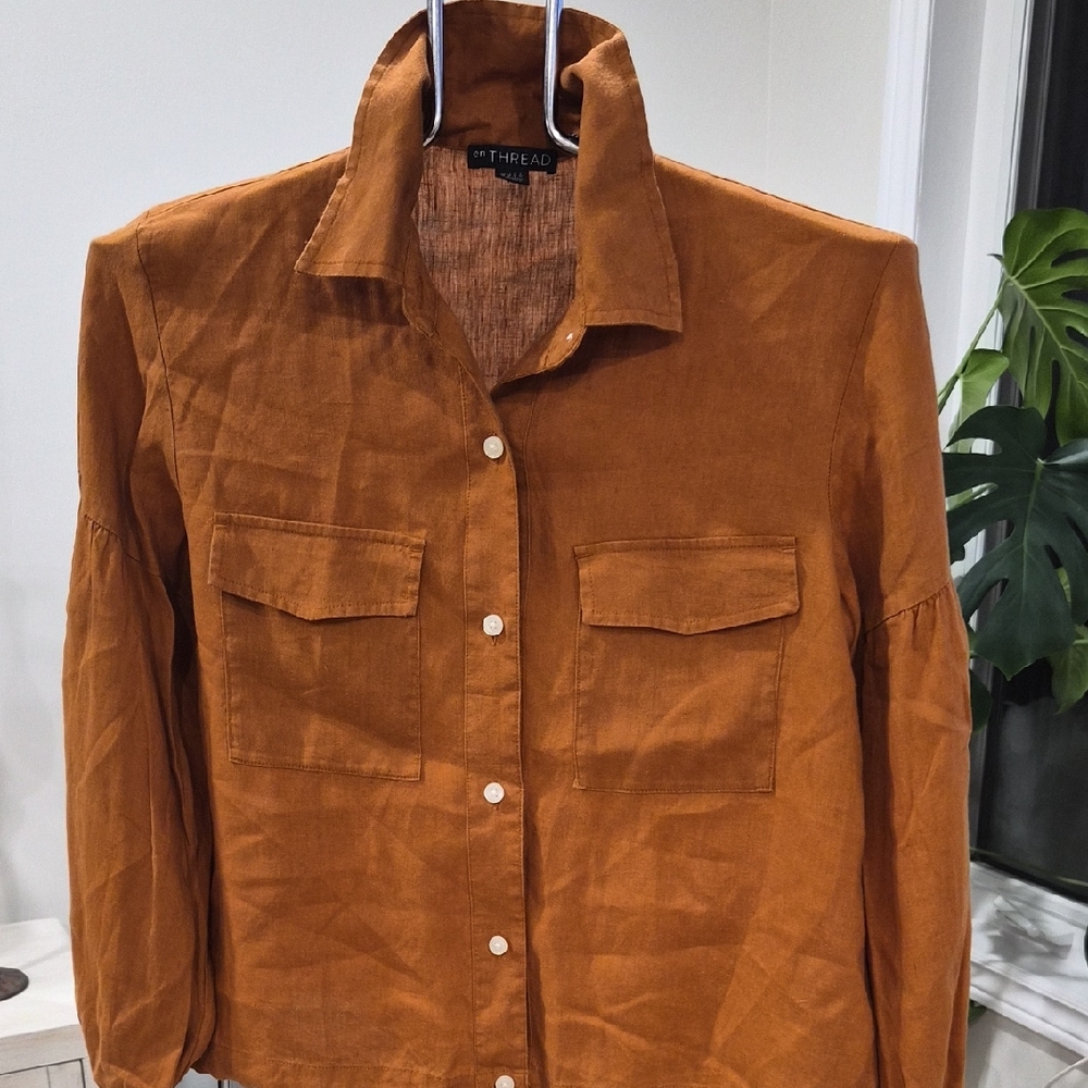 Women's Brown Button-Up Blouse